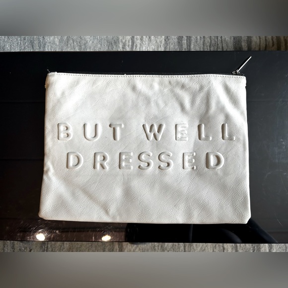 White Zara “Stressed But Well Dressed” Faux Leather Clutch - Picture 2 of 5
